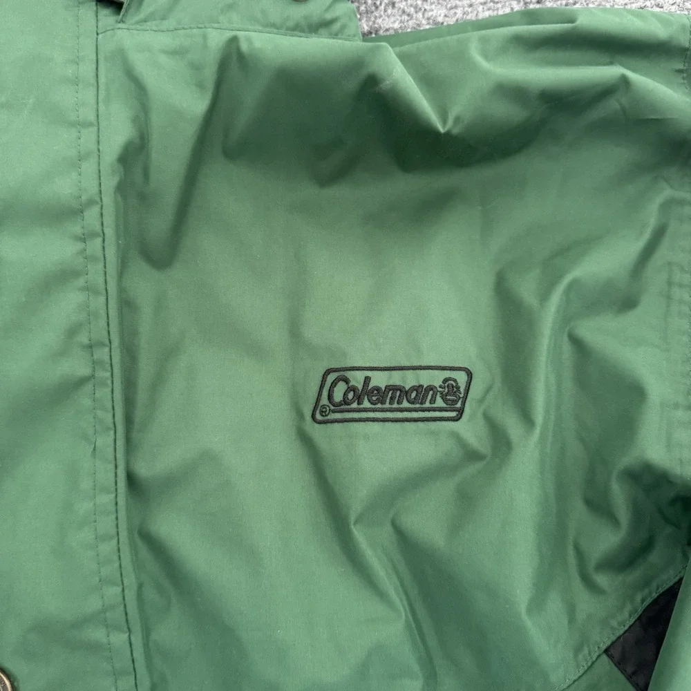 Vintage Coleman Mens Jacket M Green Full Zip Hooded Snap Button Lined Casual